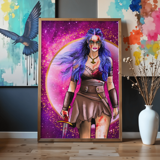 Print A4 illustration de la guerrière